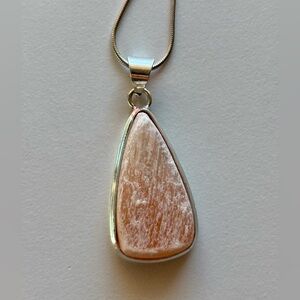 Orange Selenite Pendant Necklace – Sterling Silver (.925)